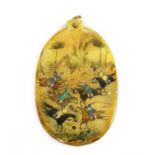 A Persian hand painted miniature pendant,