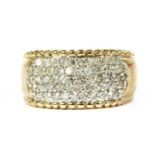 A 9ct gold five row diamond ring,