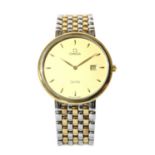 A gentlemen's bi-colour Omega 'De Ville' quartz bracelet watch,