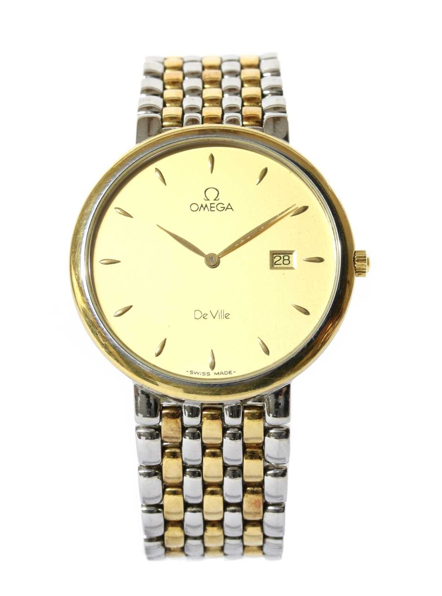 A gentlemen's bi-colour Omega 'De Ville' quartz bracelet watch,