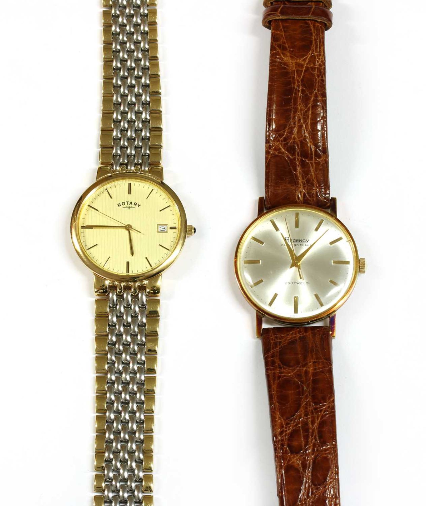 A gentlemen's bi-colour stainless steel Rotary quartz bracelet watch,