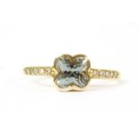 An 18ct gold green sapphire and diamond ring,