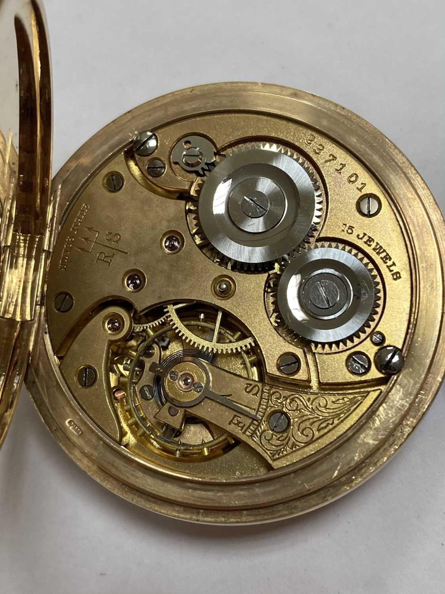 A 9ct gold Rotherham & Sons top wind open-faced pocket watch, - Bild 4 aus 5