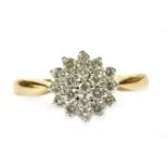 An 18ct gold diamond cluster ring,