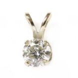 A white gold single stone diamond pendant,