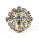 A gold sapphire bombé ring,
