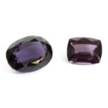 Two unmounted purple spinels