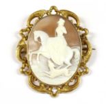 A rolled gold shell cameo brooch,