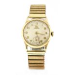 A gentlemen's 9ct gold Record mechanical bracelet watch,