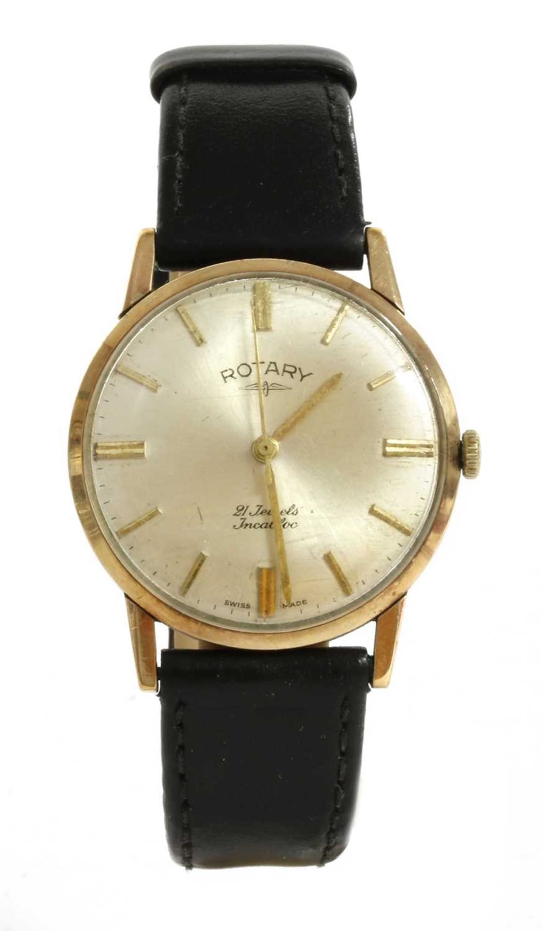 A gentlemen's 9ct gold Rotary mechanical strap watch,