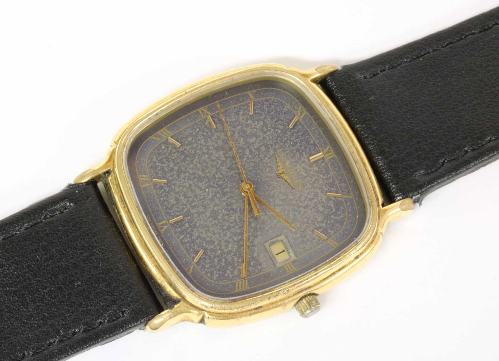 A gentlemen's gold plated Longines 'Les Grandes Classiques' quartz strap watch,