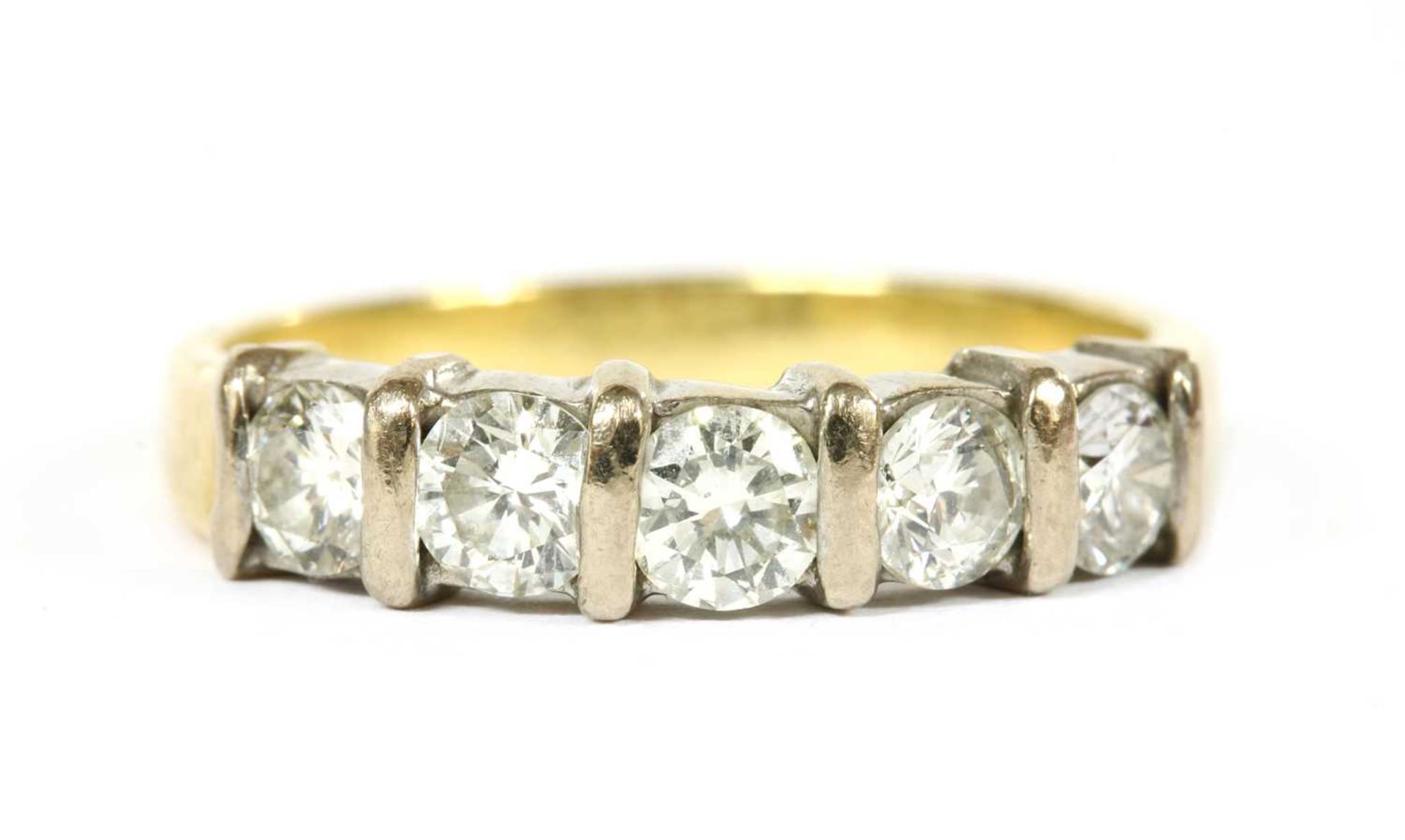 An 18ct gold five stone diamond ring,