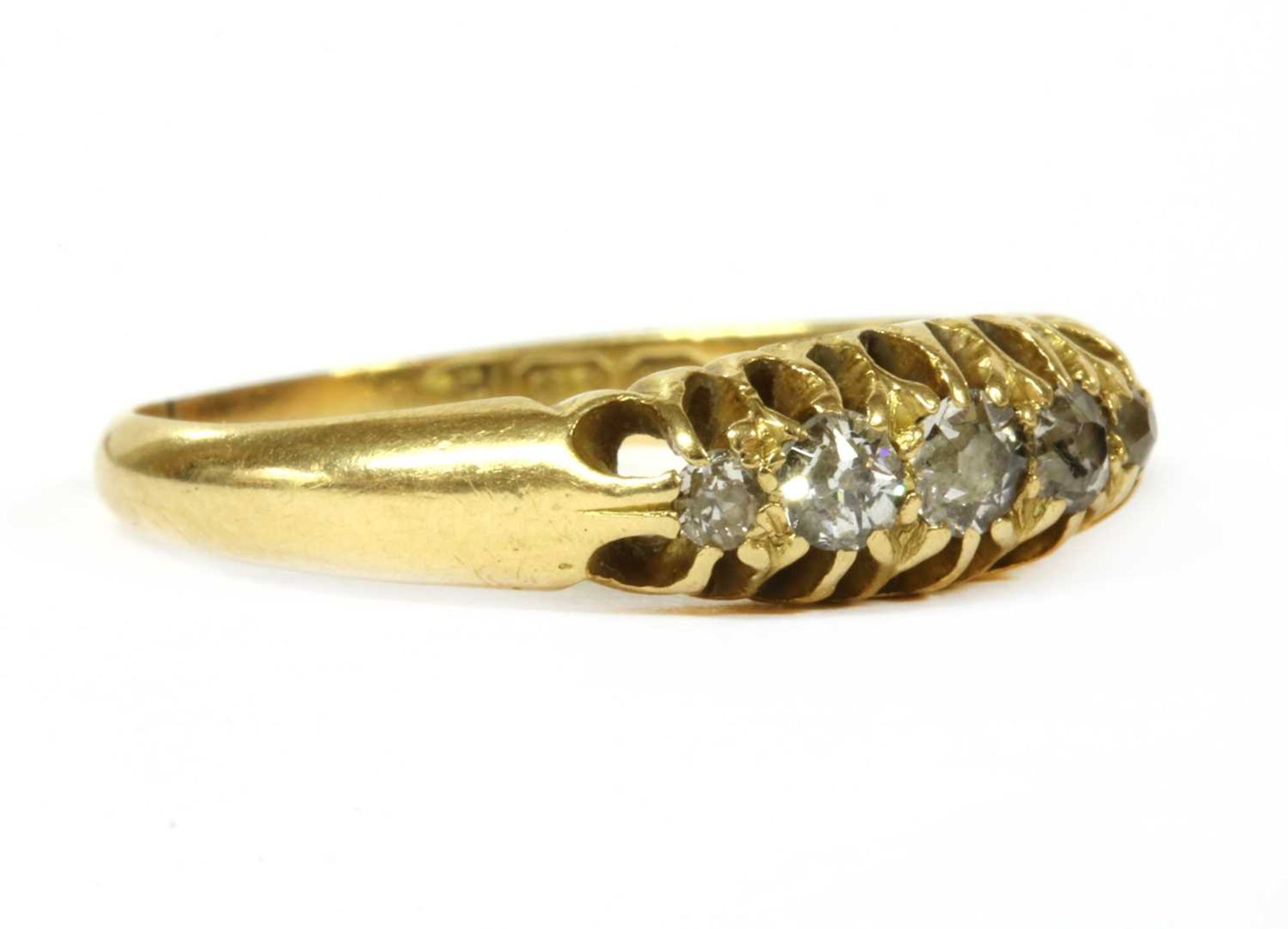 An 18ct gold five stone diamond ring, - Image 2 of 3