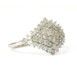 A white gold diamond cluster ring,