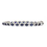 A white gold sapphire and diamond bracelet,