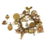 A 9ct gold charm bracelet,