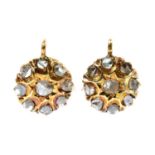 A pair of gold diamond cluster earrings,