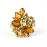 A gold citrine cluster ring,