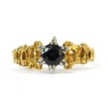 A gold sapphire and diamond ring, c.1970,