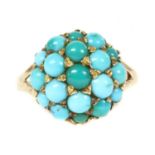 A 9ct gold turquoise bombé cluster,