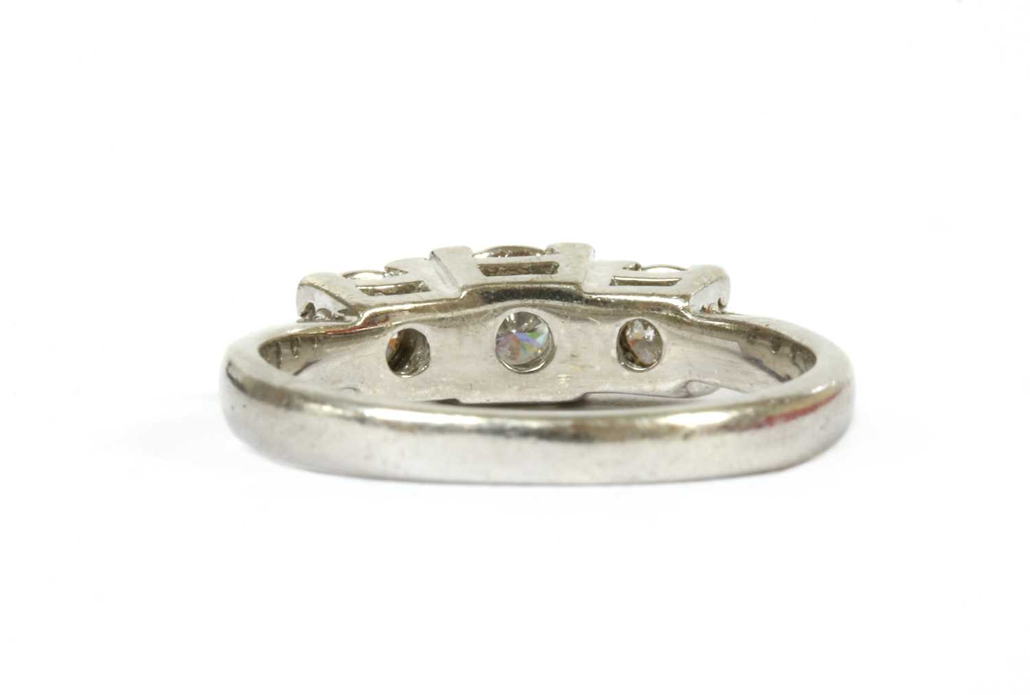 A 9ct white gold three stone diamond ring, - Image 2 of 6
