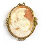 A gold mounted cameo brooch,