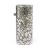 A Victorian sterling silver cylindrical scent bottle, by Sampson Morden & Co,
