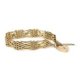 A 9ct gold five row gate bracelet,