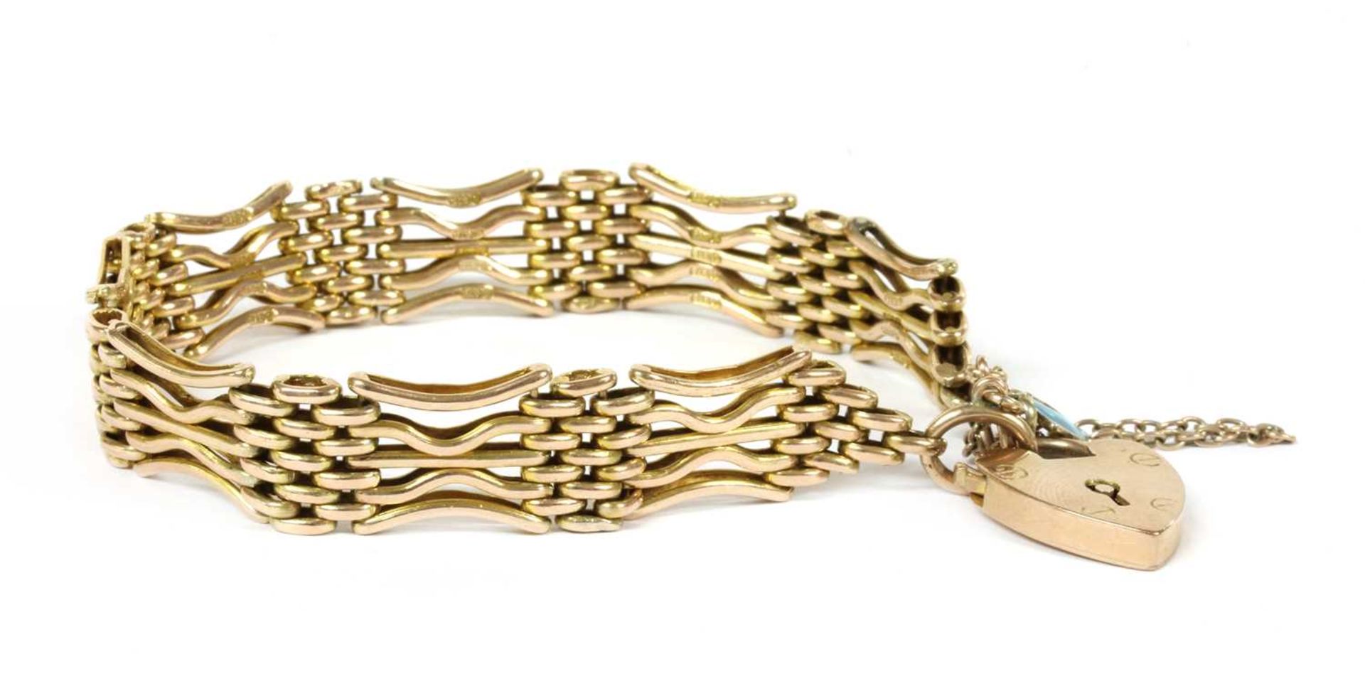 A 9ct gold five row gate bracelet,