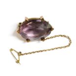 A Victorian gold amethyst brooch,