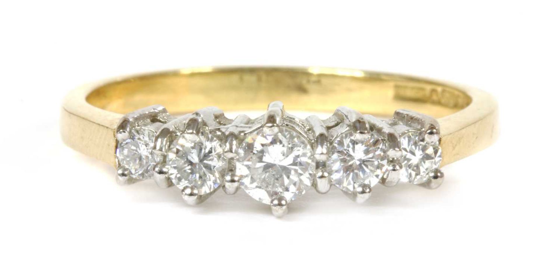 An 18ct gold five stone diamond ring, - Bild 4 aus 6
