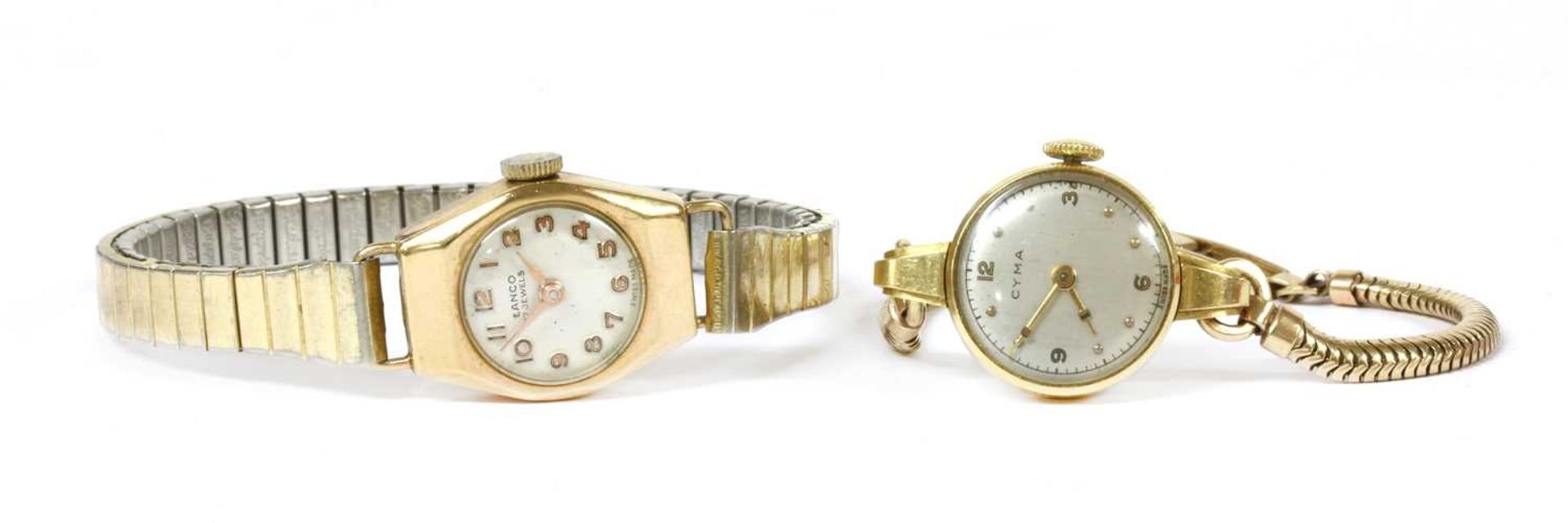 A ladies' gold Cyma mechanical bracelet watch,