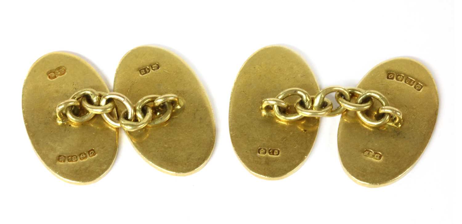 A pair of 18ct gold oval chain link cufflinks, by Deakin & Francis, - Image 2 of 2