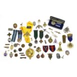 A collection of Masonic jewels and medals,