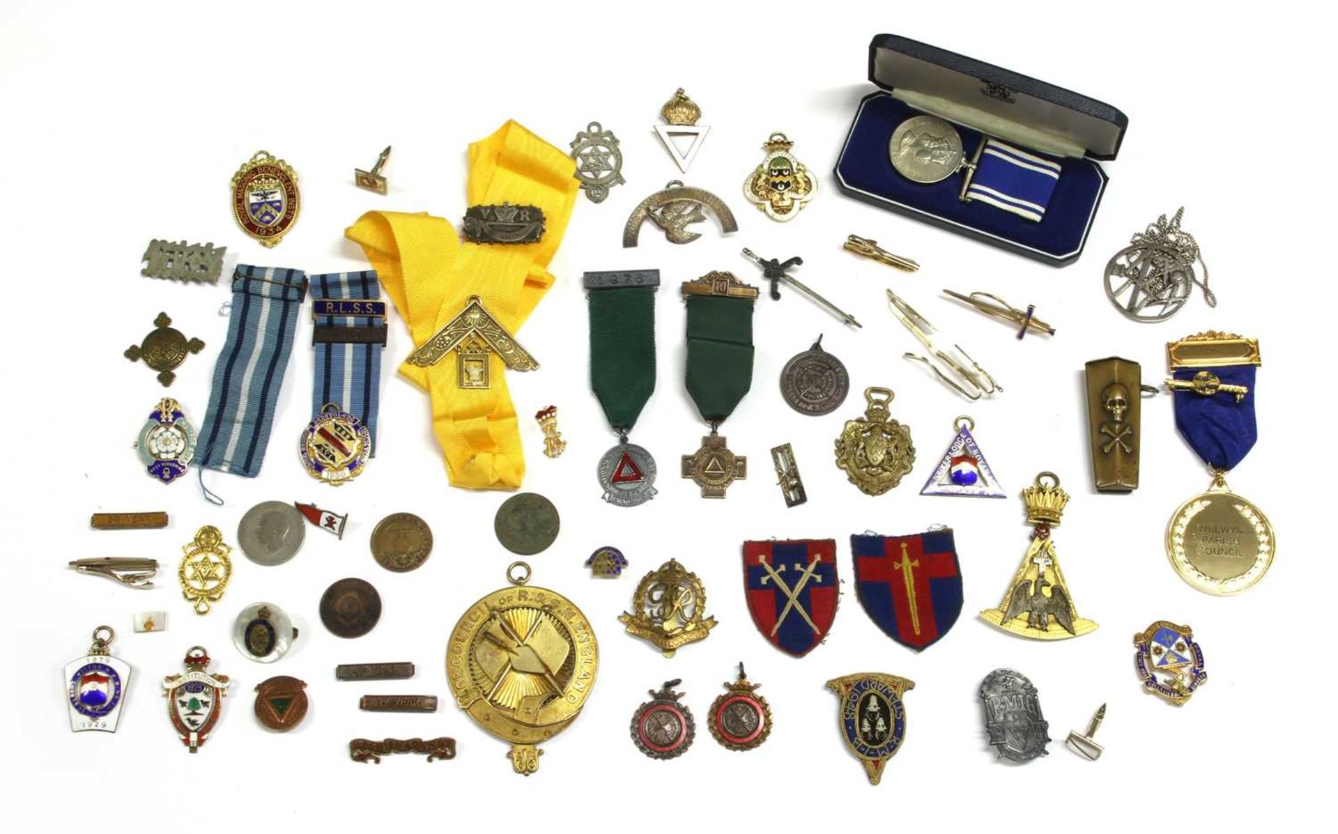 A collection of Masonic jewels and medals,