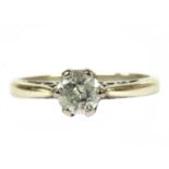 A white gold single stone diamond ring,