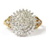 A 9ct gold diamond cluster ring,