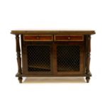 A rosewood, ebony and brass side cabinet,