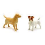 A Beswick Golden Labrador and Jack Russell