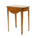 A late 18th century Sheraton period diminutive satinwood pembroke table,
