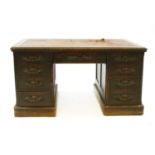 A Victorian Hungarian ash pedestal desk,