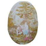 A French design oval tapestry panel,