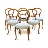 Six Victorian cabriole leg dining chairs