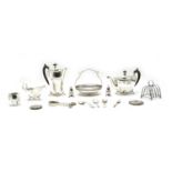 A collection of silver plated items,