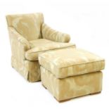 A Howard style armchair and foot stool,