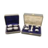 A cased silver cruet set,