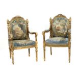 A pair of Neoclassical French armchairs,