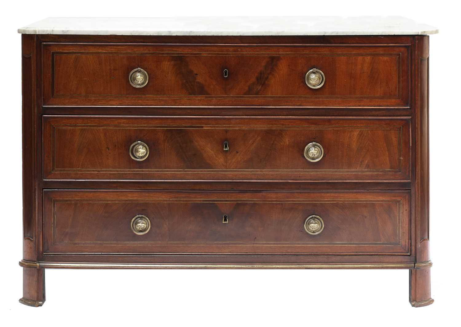 A French mahogany commode chest,