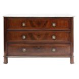 A French mahogany commode chest,