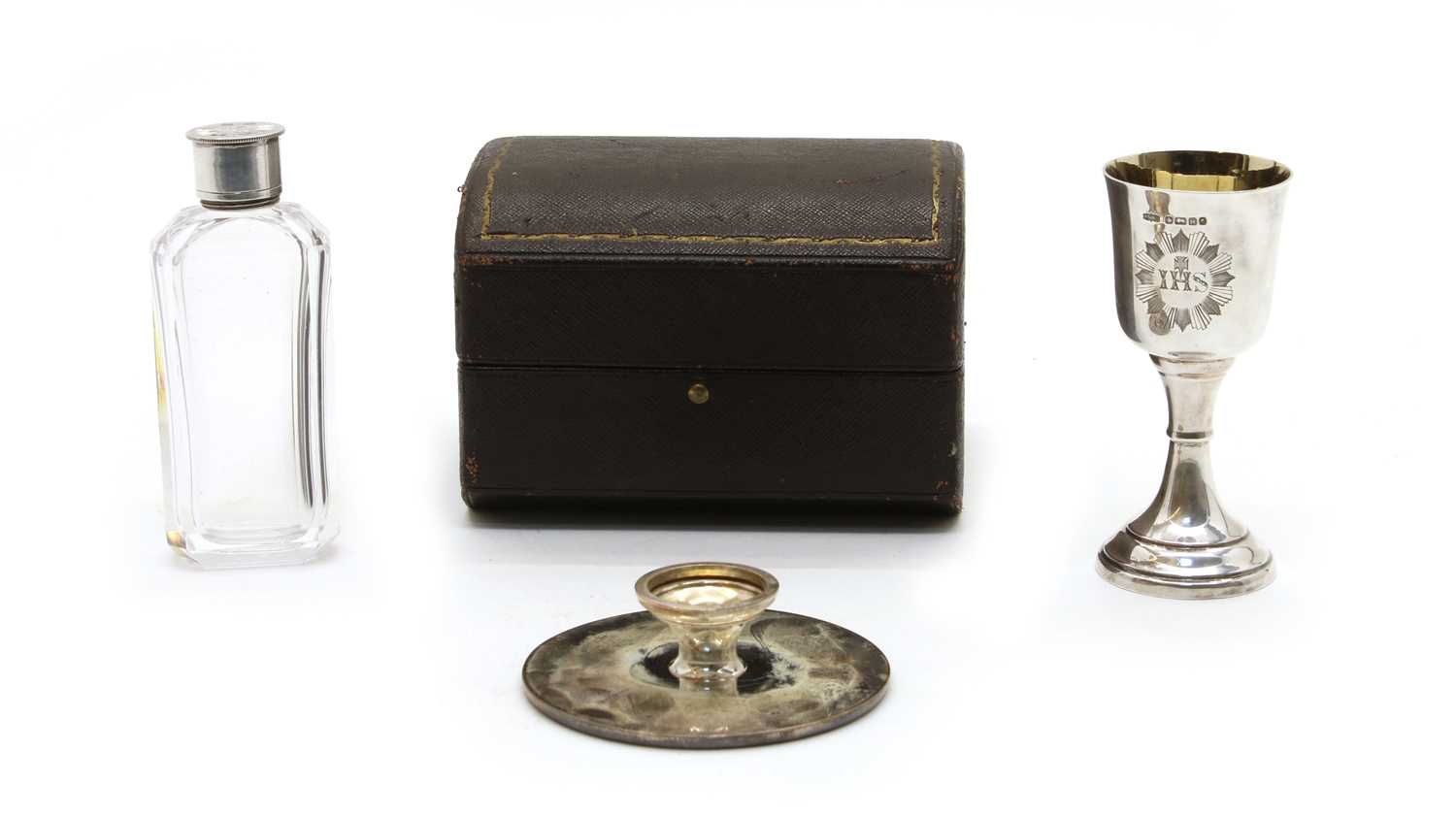 A cased Victorian silver communion set,
